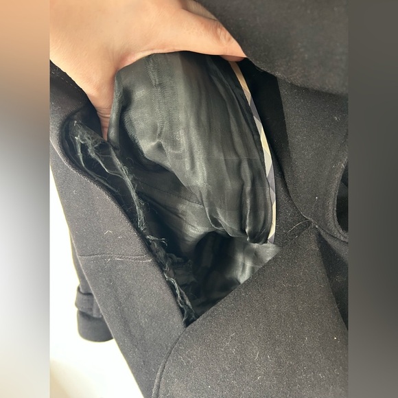 Burberry Black Trench Coat Wool Cashmere Size 10 - Picture 11 of 16